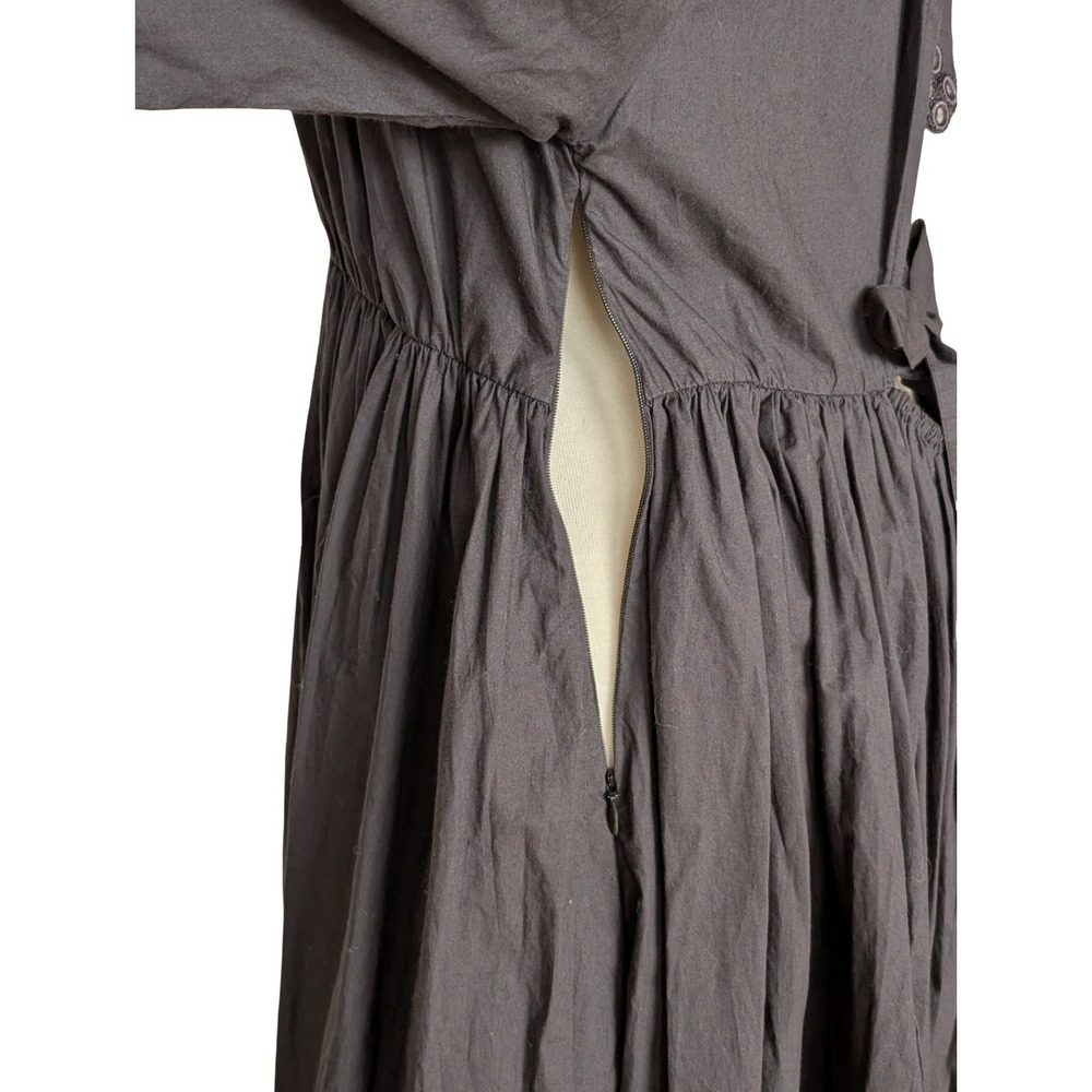 Chan Luu Black Cotton Midi Dress Mirror Embellished Open Back Tie Size 2 - Picture 7 of 16